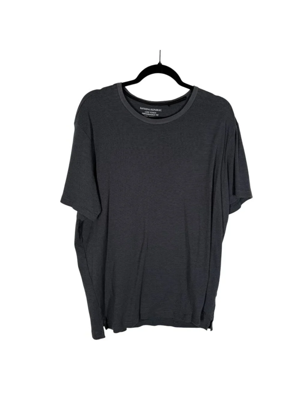 Banana Republic Men XXL Gray Striped Short Sleeve Luxe Touch Performance Tee